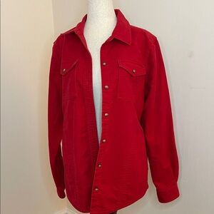 Orvis Red Shirt Jacket Medium Cotton Blend Snap Front Shacket